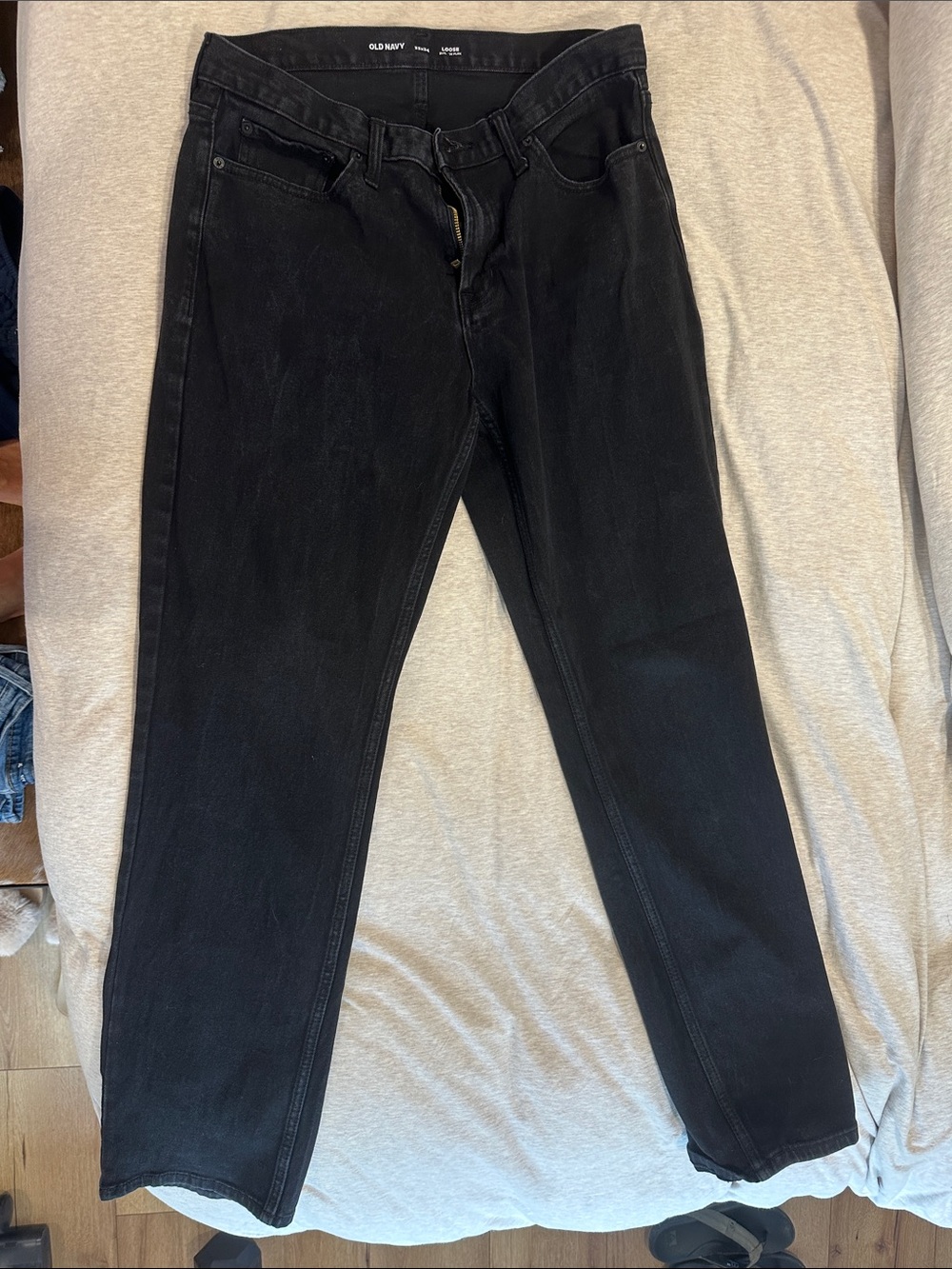 Old Navy Men’s Loose Built in Flex Relaxed Jeans in Black Size 33x34